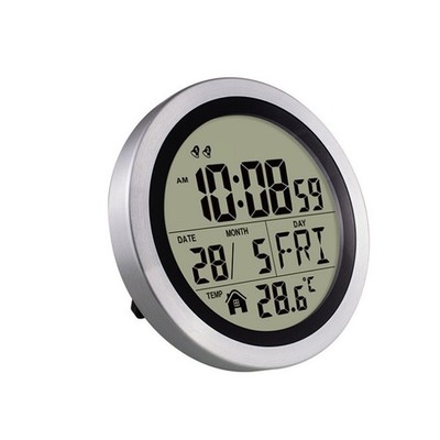 Wasserdichte elektronische Wanduhr zeigt Zeit Temperatur Datum und Tag an