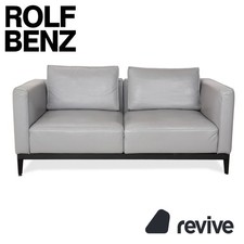 Rolf Benz Zweisitzer Sofa Leder Grau mit manueller Funktion