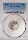 1957 TONED Roosevelt Dime PCGS MS66 Toning Purple Silver Coin 10C