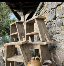Rustic Wooden Stool Side Table