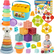 Montessori Toys for Babies Ages 6 12 18 Months with Sensory Shape Sorter Matchin
