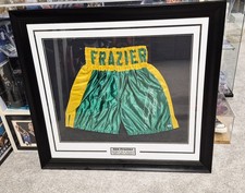 PSA COA CUSTOM FRAMED AUTOGRAPHED JOE FRAZIER BOXING SHORTS TRUNKS CHAMPION RARE