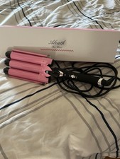 NEW Aleath Hair Waver Crimper Wand with LCD Temp Display 3 Barrel Pink