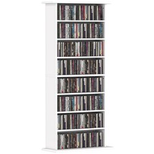 HOMCOM Scaffale Porta CD con 6 Ripiani Regolabili per 360 CD/185 DVD Bianco