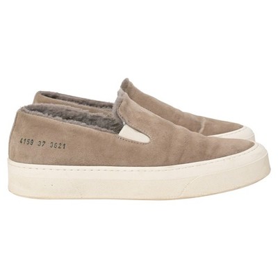 Common Projects 35Mm Slip On Sneakers With Shearling In Brown Suede Wome Size 37
