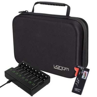 Venom Battery Organiser Storage Case, Battery Tester and 8 Way Battery Charger