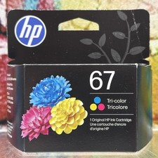 HP 67 Tri-Color Original Ink Cartridge Print Genuine 3YM55AN 140 3/28 Sealed New
