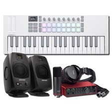 Novation Launchkey Mini 37 MK4 Blanco + ADAM D3V Negro + Scarlett 2i2 Studio