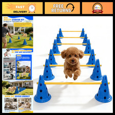 Dog Agility Hurdle Cone Set - Adjustable Crossbar for Obstacle Course Training,