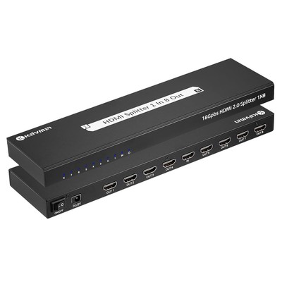 1X8 HDMI Splitter 4K@60Hz, 1 in 8 Out Audio Video Distributor... 