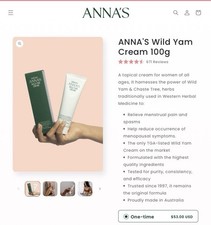 Anna's Wild Yam Cream Menstrual & Menopausal Exp 2028 Sealed