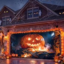 8x16 ft Halloween Garage Door Cover Decor Large Pumpkin Door Banner