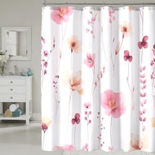 Floral Shower Curtain, Watercolor Flower Shower 72"W x 72"L Pack of 1 Pink