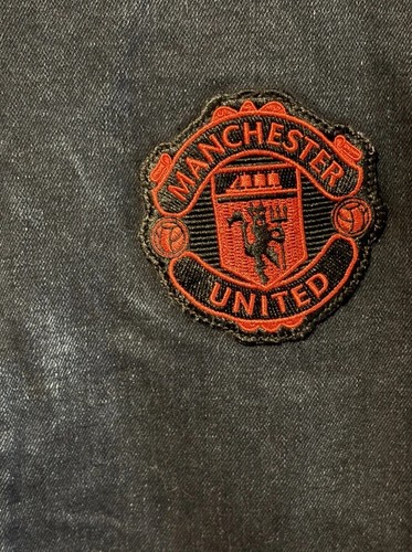 Men’s 3X True Religion Manchester United FC Denim Bomber Jacket Pockets Grunge - Picture 3 of 11
