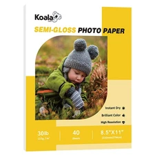 Koala Semi-Glossy Thin Inkjet Photo Paper 8.5x11 Inches 40 Sheets for Brochur...