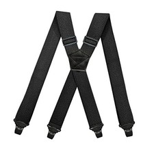 Airport Friendly Suspenders,NO buzz Plastic 4 Clips 1.5 inch Medium Black