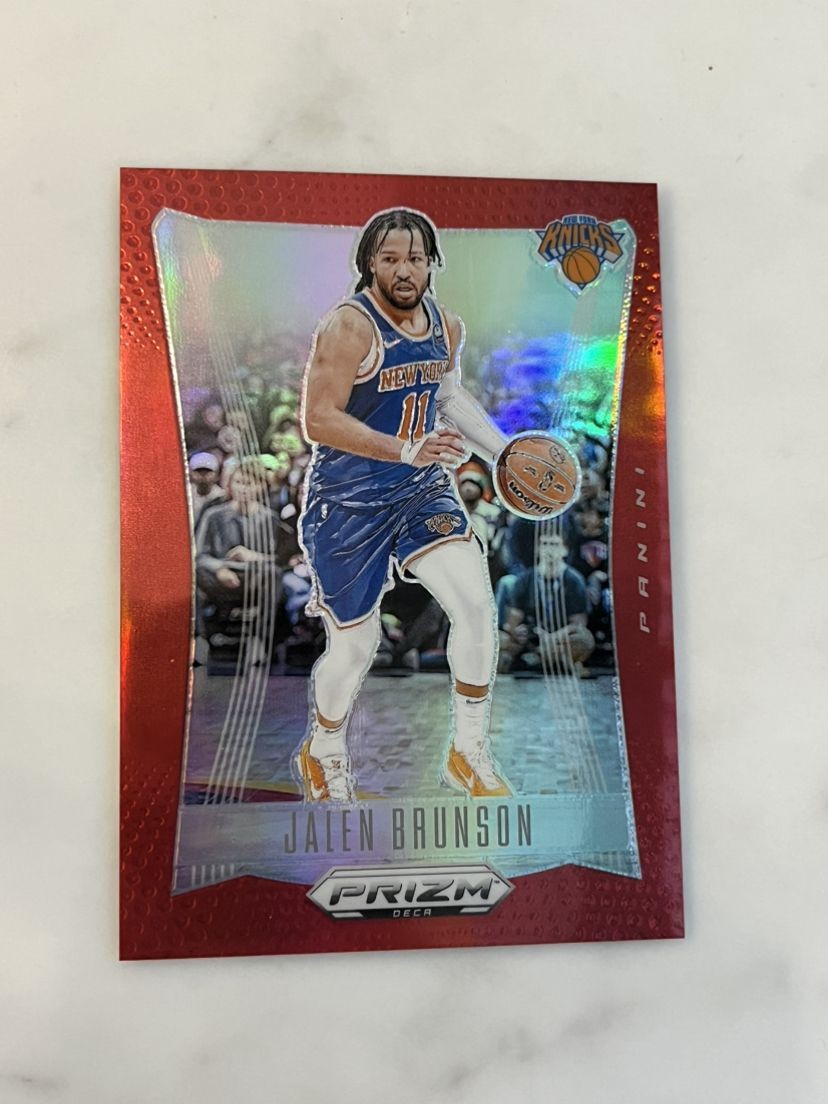 2023-24 Panini Deca Jalen Brunson Red Prizm /199 No. 107 NY Knicks