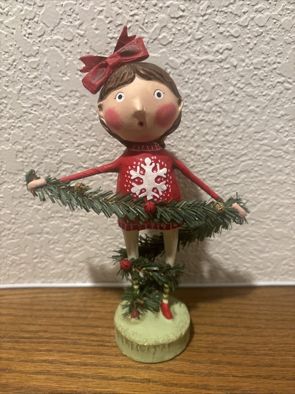 Lori Mitchell Christmas Figurine Girl With Garland