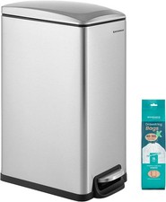 13 Gallon Slim Trash Can Stainless Steel Step Garbage Bin 50L Soft Close Silver