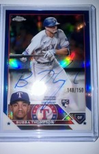 2023 Topps Chrome Autographs Bubba Thompson #RA-BTH Blue Refractor /150 (AU, RC