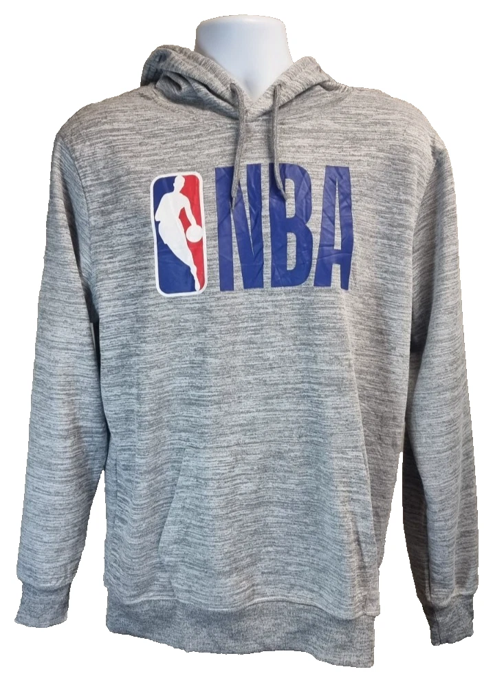 NBA Hoodie Men's Medium Grey Long Sleeve Graphic Print Basketball Activewear