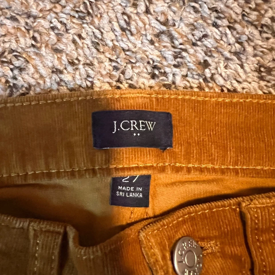 J. Pantalones de pierna recta de pana naranja Crew para mujer talla 27 Foto 2 de 4