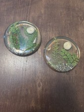 Set of 2 ACRYLIC SEA SHELL STAR FISH SEA ANEMONE OVAL LUCITE TRIVETS 5