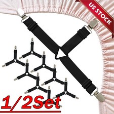 4Bed Sheet Fasteners Adjustable Elastic Suspenders Straps Mattress Covers Clips