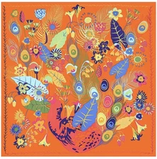 Square Pashmina Silk Scarves - Peacock Feather Bandana Scarf Women