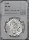 1883-P  $1  MORGAN SILVER DOLLAR  "PHILADELPHIA"  NGC MS65  #8703393-007