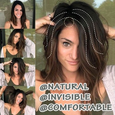 Seamless 100% Remy Human Hair Clip In Hairpiece Toupee Mono Silk Base Topper US
