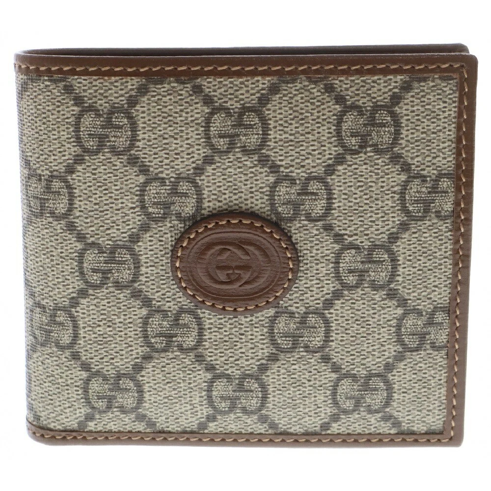 Gucci Gg Supreme Portefeuille Bifold Beige Marron Cuir 673000 Compact / Occasion État