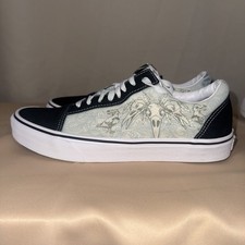 VansOld Skool Suede Canvas Raven Skull Black/White Skate Sneakers Men's Size 10