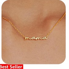 Mothers Day Gifts Mama Pendant Necklaces for Women - Dainty Small 18K Gold Pl...