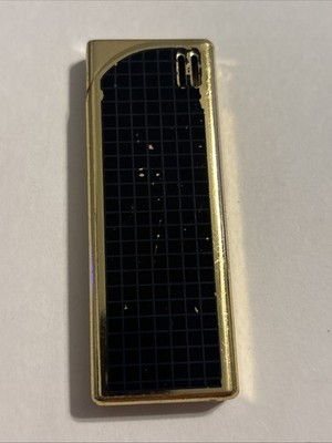 Vintage COLIBRI 3'' SMOKE CIG LIGHTER GOLD PLATE With Black Checker Design
