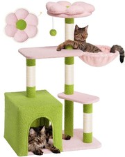 Aechonow Flower Cat Tree for Indoor Cats, 2-Door Large Cat Condo Cave Bed for...