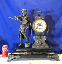 Large Vintage Antique 1882 Ansonia Figural Mantel Striking Clock,violin,Statue