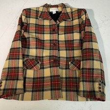 Vintage Evan-Picone Wool Plaid Blazer Jacket Women's Size 12 USA Made 100 Wool