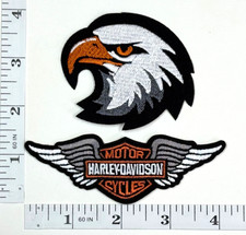 Set 2 patch ricamate - Iron-on - NUOVE - Moto - Biker - Aquila - Harley