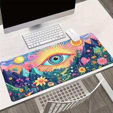 40 90cm1pc Vibrant Evil Eye, Mountain HD Printed XXL Desk Pad, Non,Slip Rubber M