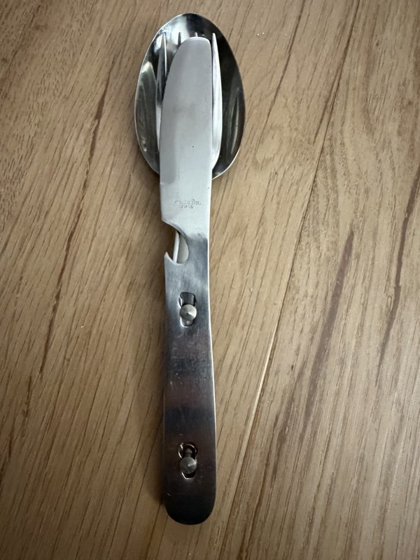 VINTAGE STAINLESS STEEL CAMPING UTENSIL SET INTERLOCKING MADE IN JAPAN