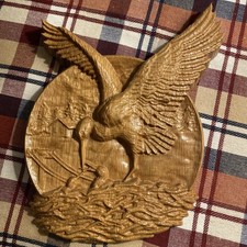 Quadro cicogna legno intagliato 