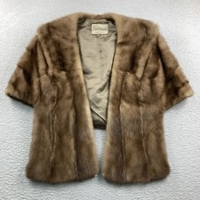 Vintage Mink Fur Stole Shawl Wrap Cape Coat Women Medium Autumn Haze Brown 60s