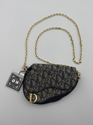 Christian Dior Women's Monogram Denim Canvas Trotter Saddle Pouch