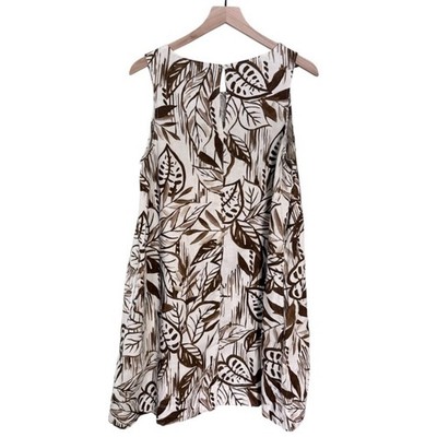 Tahari Linen Sleeveless Leaf Pattern Midi Dress Brown White Women's Size Large | eBay Tahari Linen Sleeveless Leaf Pattern Midi Dress Brown White Women's Size Large | eBay