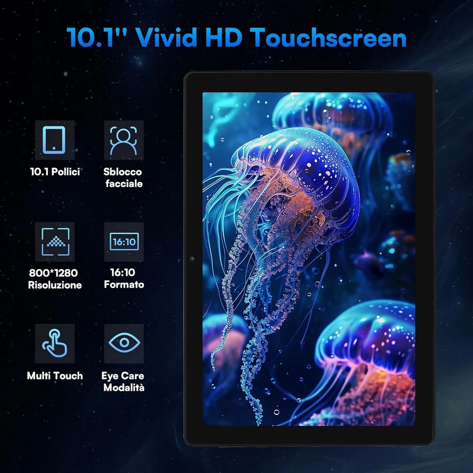 Tablet, Android 15 Tablet 10 Pollici Con Tastiera, 20GB+64GB+1TB, Octa-Core, Fac - Immagine 4 di 4