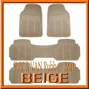 Fits FORD ESCAPE ALL WEATHER SEMI CUSTOM TAN 3PCS BEIGE RUBBER FLOOR MATS