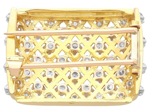 2.06ct Diamond and 18ct Yellow Gold Brooch - Antique French Import Circa 1920 - Picture 4 of 9