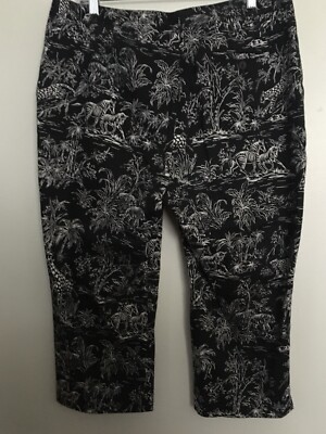 EP Pro Golf Crop Pant Black White Animal Tree Print Size 14