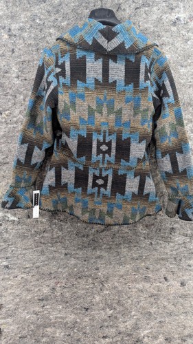 Rhonda Stark Aztec Woven Coatigan Women’s Size M Blue Gray Black - Picture 3 of 15